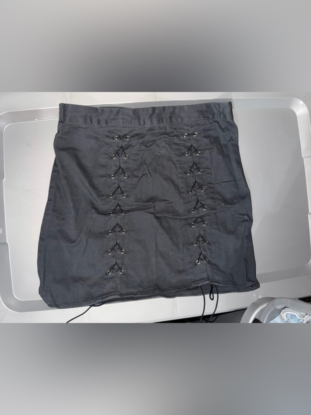 Black Lace-Up Mini Skirt